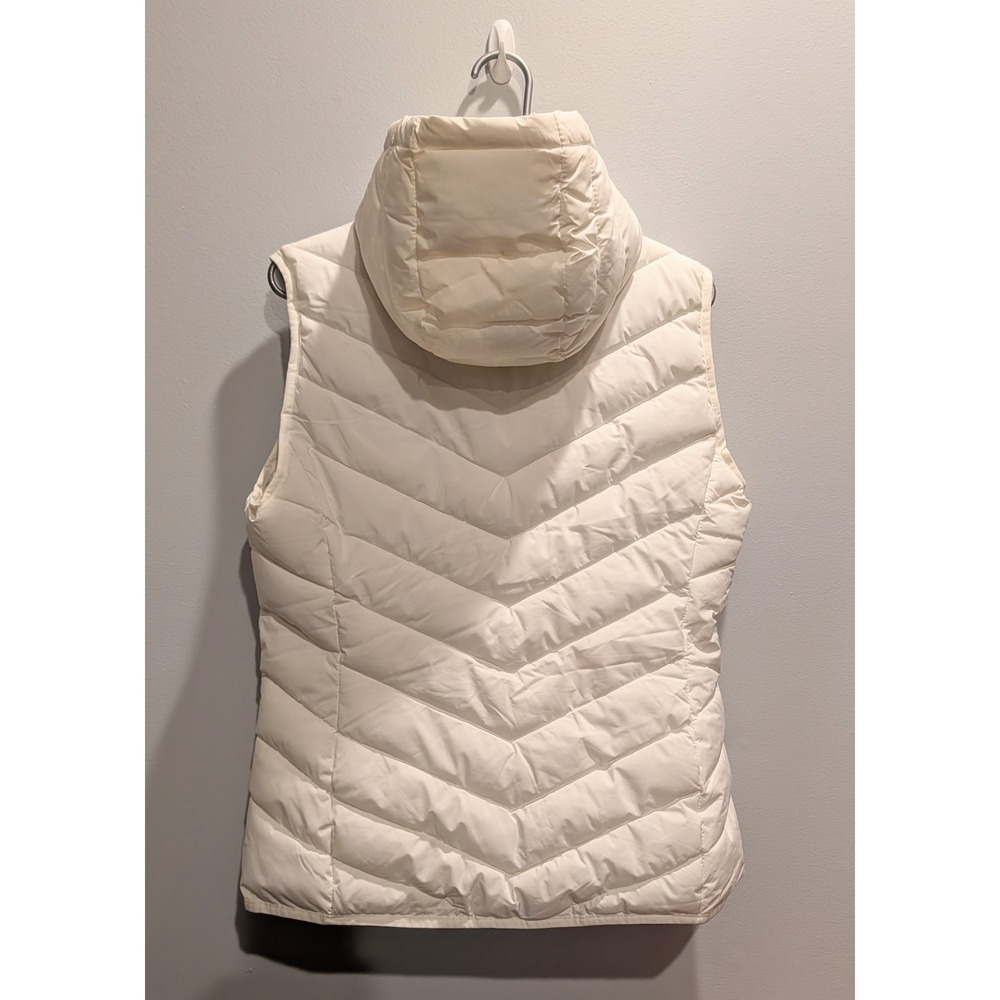 Lauren Ralph Lauren Hooded Chevron Quilted Puffer Vest Ivory Cream Womens Medium - Picture 2 of 7